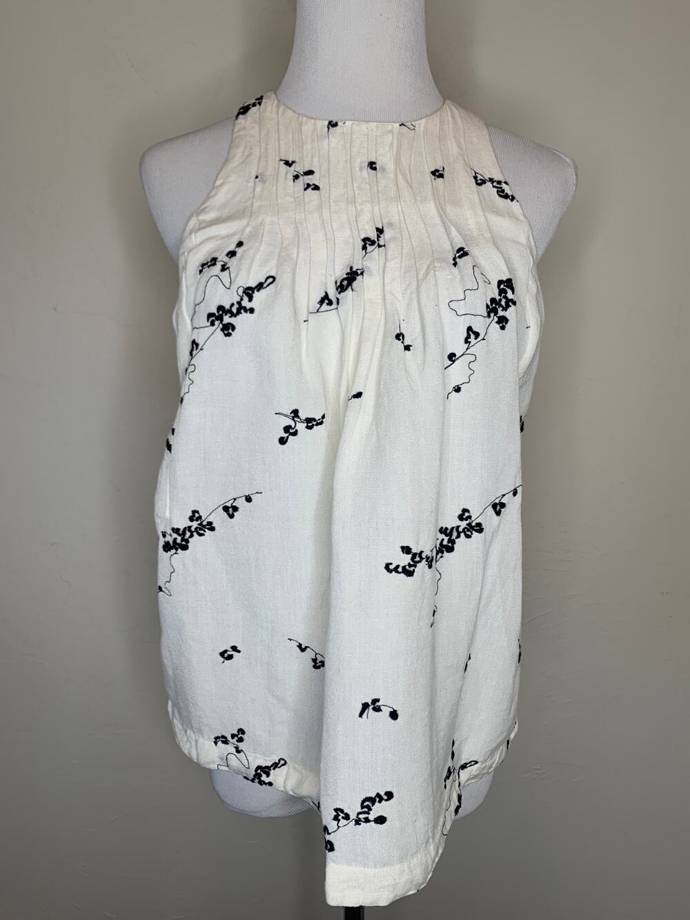 Akemi + Kim Anthropologie LinenTank Top Blouse Embroidered Sz 0
